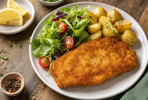 Paniertes Putenschnitzel, schnelles proteinreiches Rezept